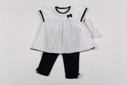 Baby Girls 3pc Legging Set - Sailor - 0-9M (G1258) - Kidswholesale.co.uk