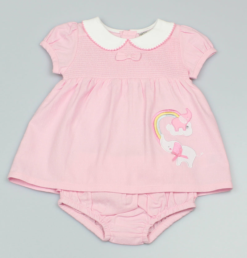 Girls Elephant Rainbow Dress & Pants (0-3-9 Months)-GF1070