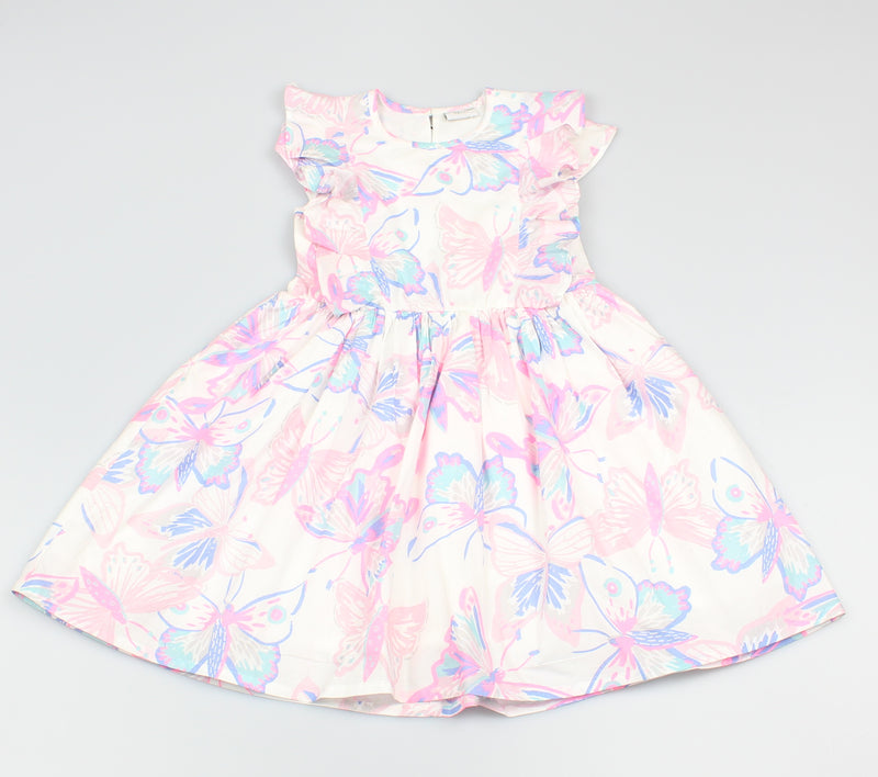 Girls All Over Print Butterflies Dress (3-8 Years0)-GF5109