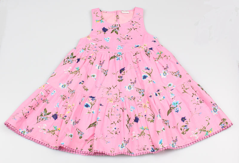 Girls All Over Print Pink Floral Dress (3-8 Years0)-GF5114