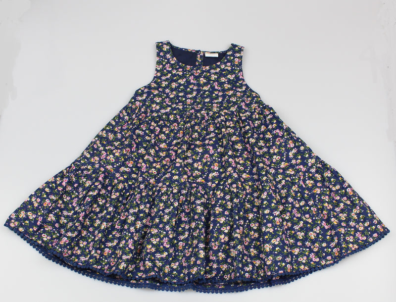 Girls All Over Print Navy Ditsy Dress (3-8 Years)-GF5123