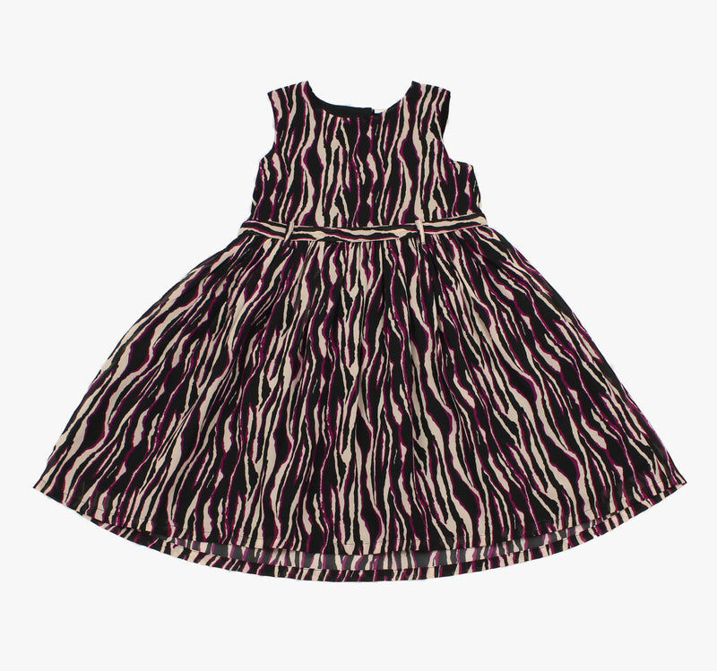 Girls Chiffon Black/Lilac Zebra Print Dress (3-8 Years)-GF5126