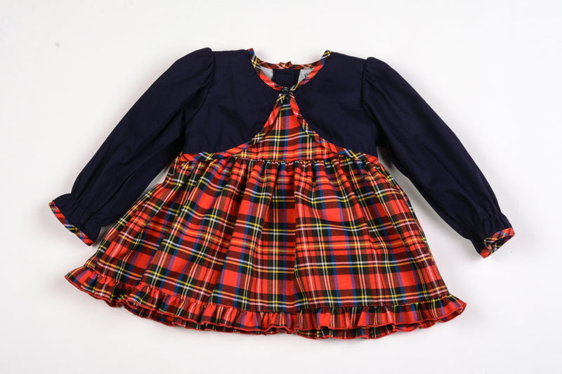Baby Girls Tartan Dress w/ Faux Bolero - 0-9M (K1501) - Kidswholesale.co.uk