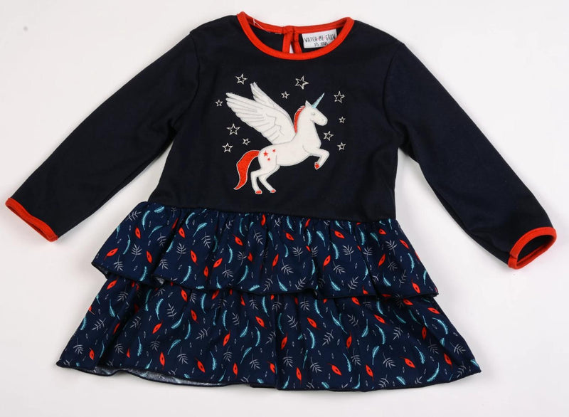 Baby Girls 2pc Mock Dress - Unicorn - 12/24M (K3511) - Kidswholesale.co.uk