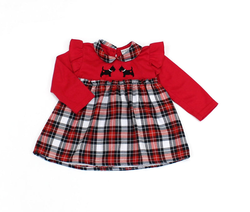 Lined Girls Red Check Dress (12-24MNTH) L3014 - Kidswholesale.co.uk