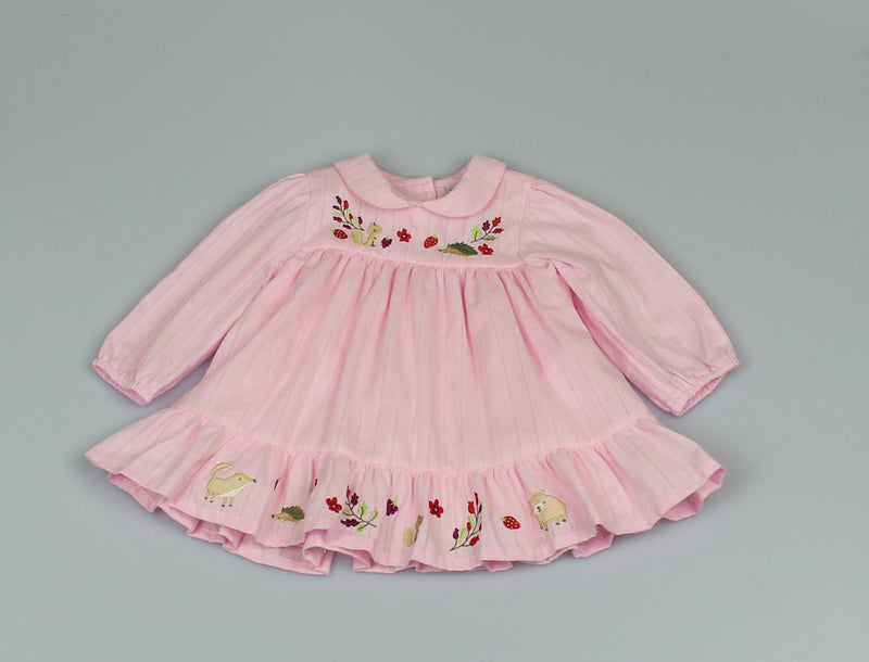 Girl Pretty Pink Dress - Embroidered (12-24 MONTHS) M3508 - Kidswholesale.co.uk