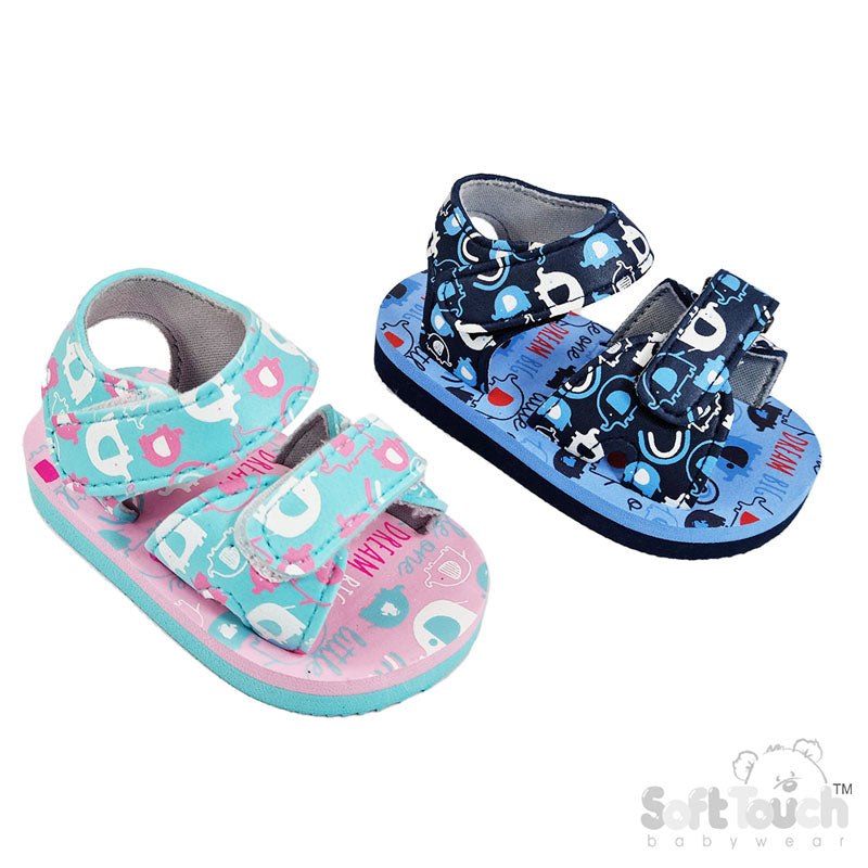 DREAM BIG LITTLE ONE/ELEPHANT PRINT SANDALS (9 to 18 Months) (PK6) E58