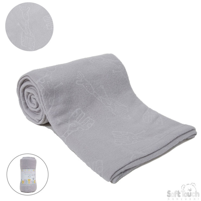 GREY EMBOSSED FLEECE BABY WRAP (PK12) FBP05-G