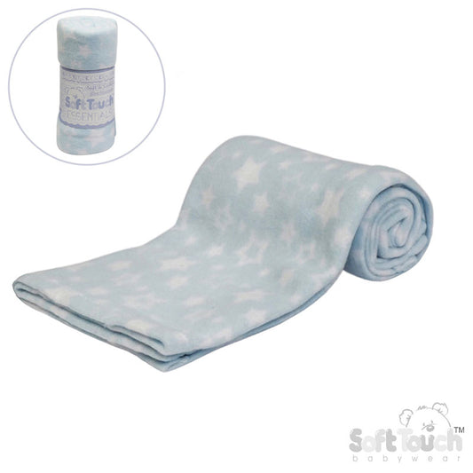 PRINTED BLUE BABY FLEECE WRAP (PK12) FBP10-B