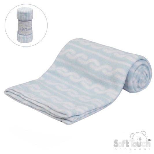PRINTED BLUE BABY FLEECE WRAP (PK12) FBP10-B