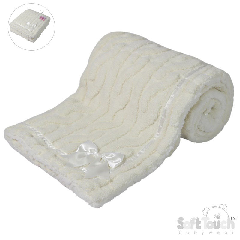 Cream Cable Knit Wrap W/Large Bow FBP234-C