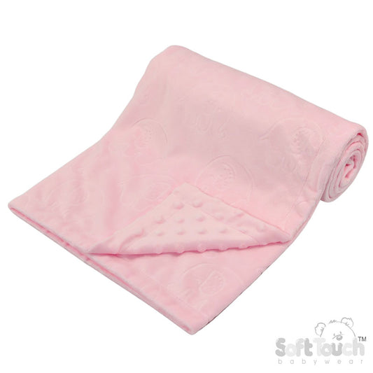 Pink Elephant Embossed Mink Wrap / Bubble Mink Back - (PK4) FBP236-P