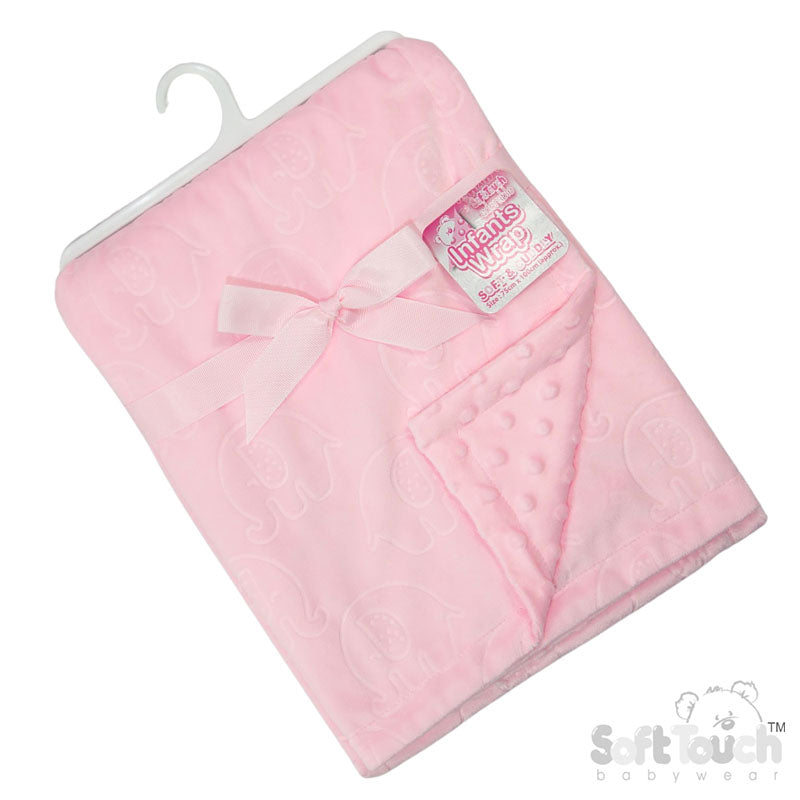 Pink Elephant Embossed Mink Wrap / Bubble Mink Back - (PK4) FBP236-P
