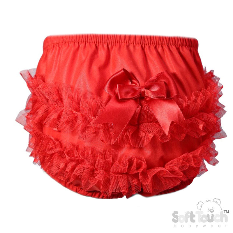 Red Frilly Pants W/Dotty Lace (0-18 Months)-FP20-R