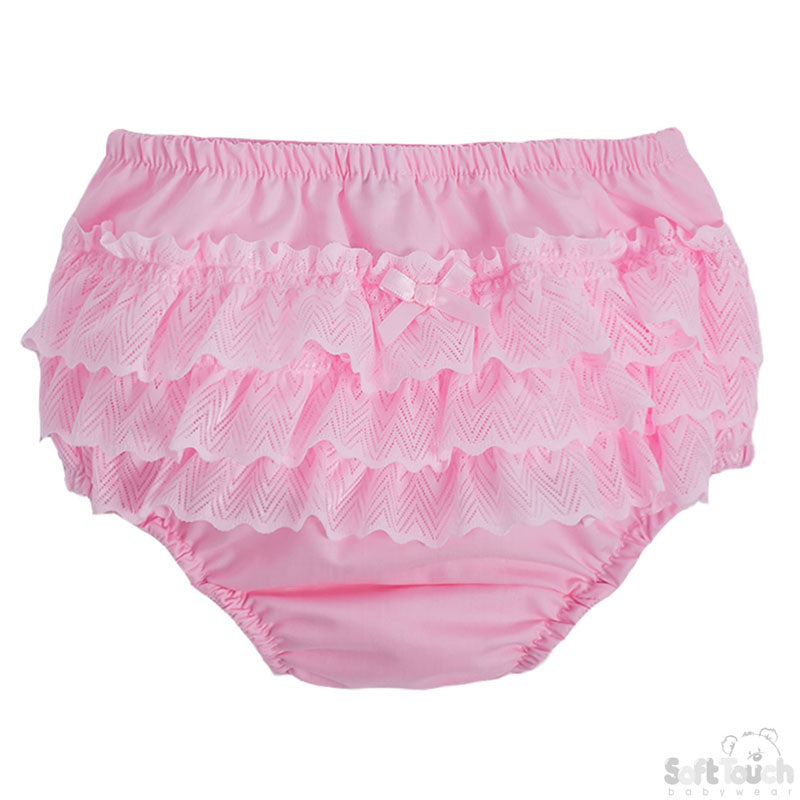 Pink Frilly Pants W/Zig Zag Lace (0-18 Months)-FP22-P
