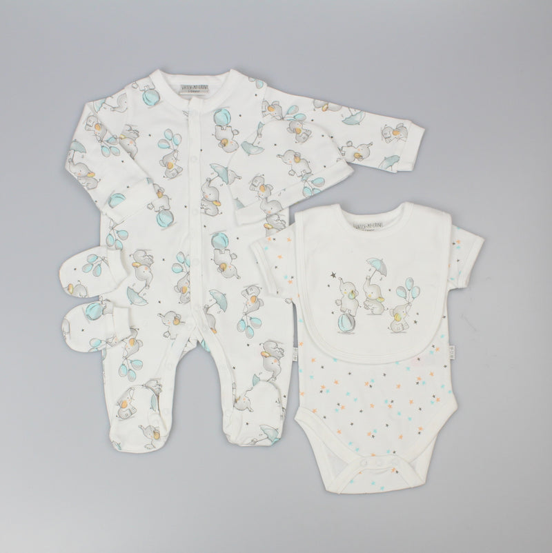 5pc Baby Gift Set - Raining Elephant Blue (PK6) (0-9m) D12961