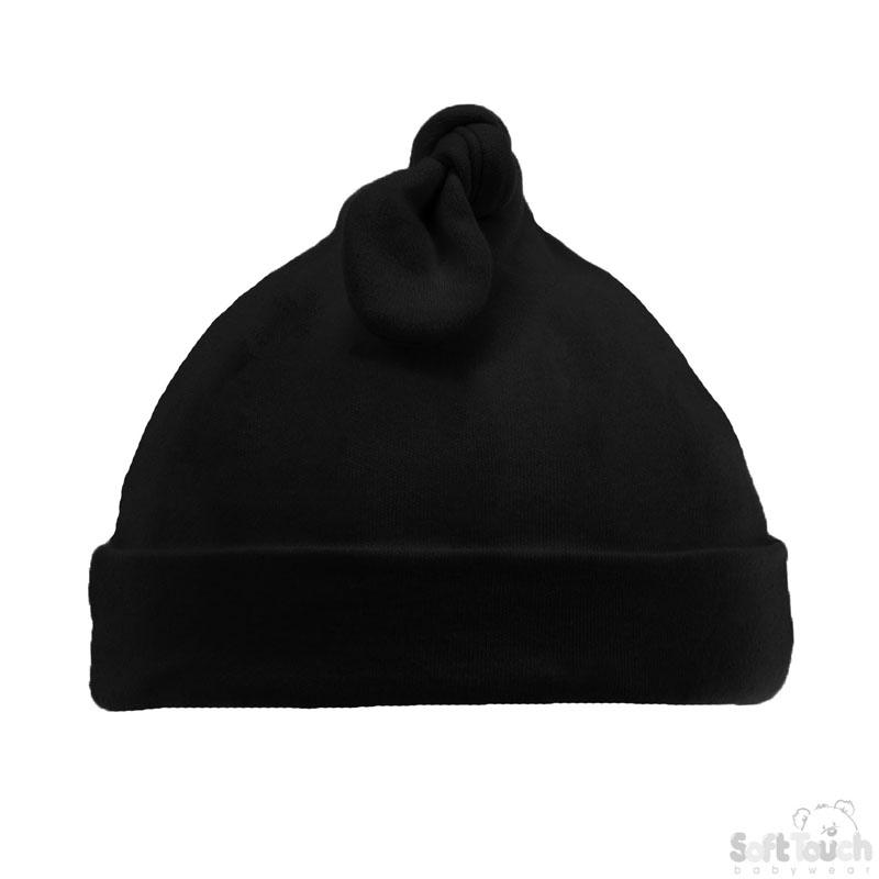 BLACK 'KNOT' Hat: (0-6 Months) H23-Blk - Kidswholesale.co.uk