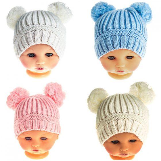Baby Pom Pom Hat - Newborn - 12 Month (H460-SM) - Kidswholesale.co.uk