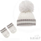 WHITE RIBBED HAT & MITTEN SET (NB-12 Months) H648-W-SM