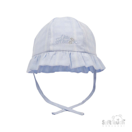 PLAIN BLUE SUMMER HAT W/LITTLE STAR EMB (0-24 Months) H66-B