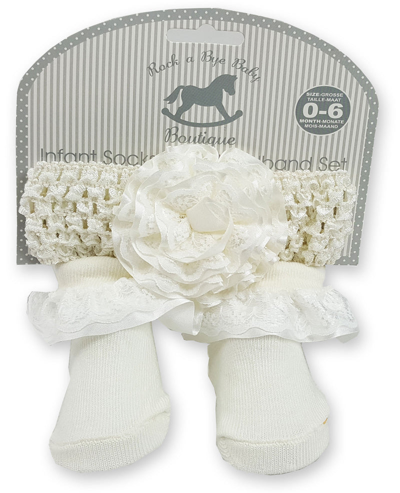 Baby Girls Socks and Headband Set-h9083