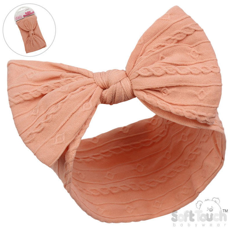 ROSE GOLD CABLE HEADBAND W/BOW : (PK12) HB112-RO