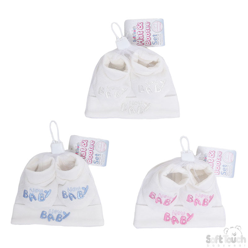 CREAM BABY HAT & BOOTEE SET - NEW BABY (NB-3 MONTHS) HB25