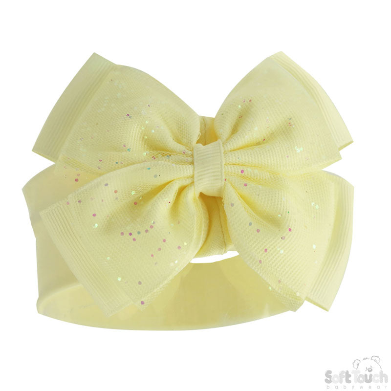 Girls Lemon Headband W/Glitter Bow -HB92-LEM