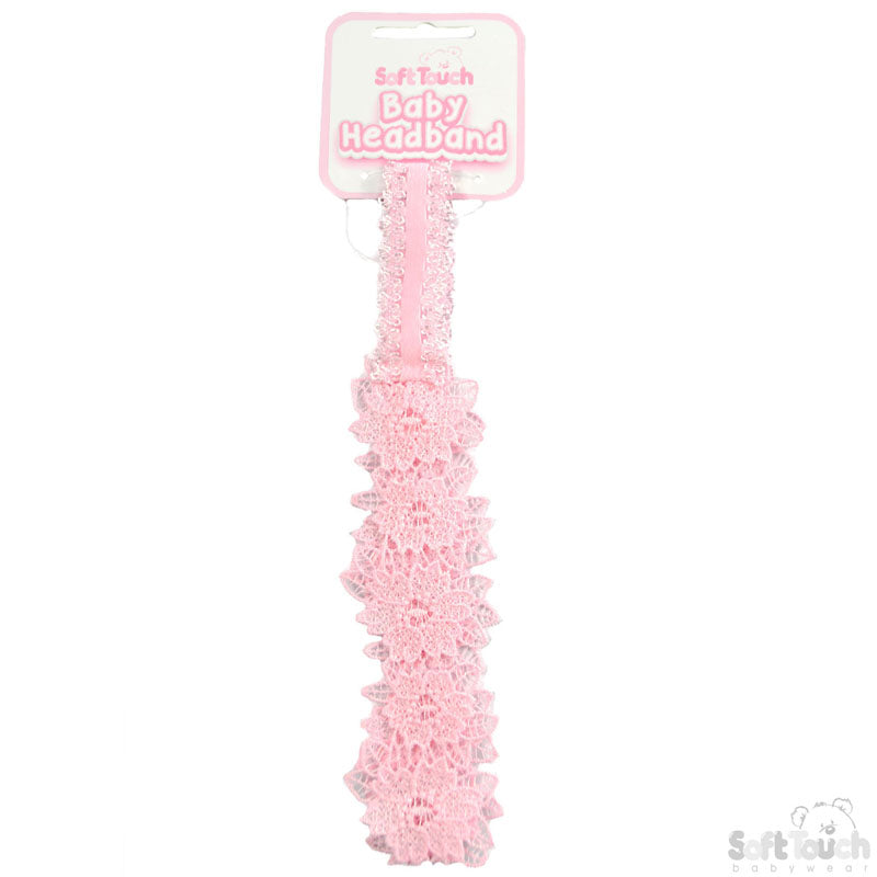 Girls Pink Floral Lace Heaband-HB97-P