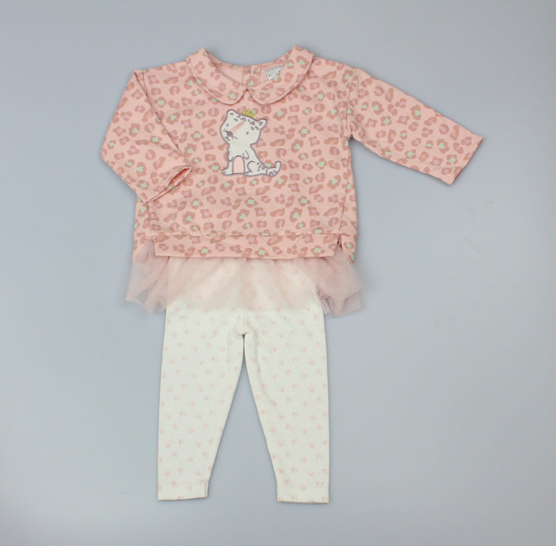 Baby Girls 2 Piece Knitted Top & Legging Pink Leopard 3-12 Months-WF3781