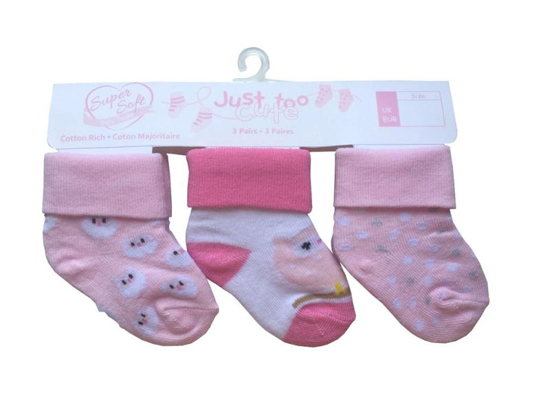 Triple Pack Girls Socks - Owl (0-12m) 24JTC8947