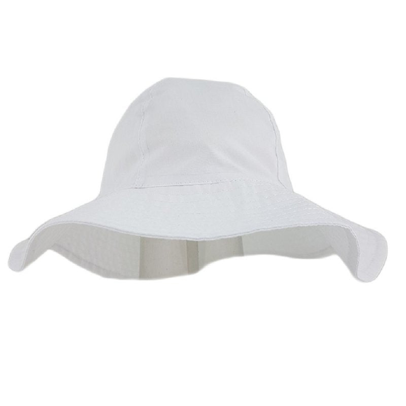 Baby Boys Girls Plain Wide Brim Hat - White/Pink (0-12 Months) (PK12) 0266