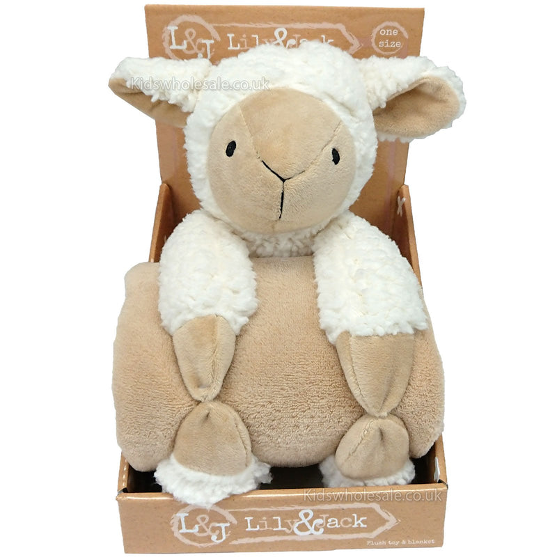 Plush Toy & a Brown Blanket Set - Lamb - (M14178) - Kidswholesale.co.uk