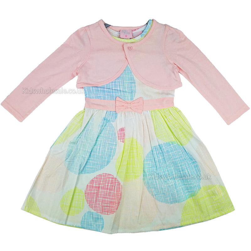 Girls Dress & Bolero Set - Check Spots - 2-7 Years (M14718) - Kidswholesale.co.uk