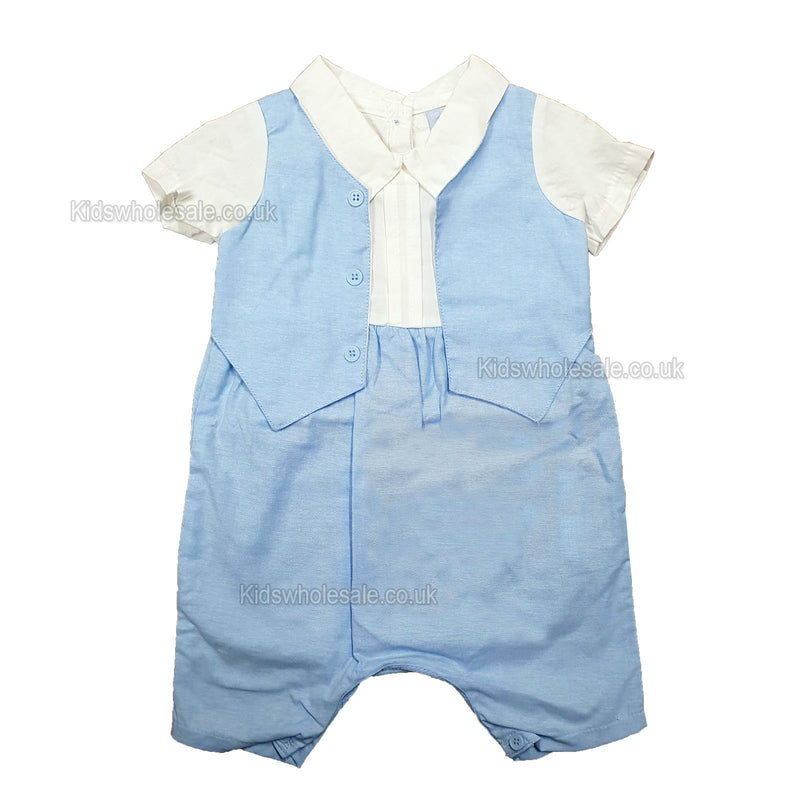 NEW Baby Boys Romper w/Waistcoat - 0/9M - (P16506) - Kidswholesale.co.uk