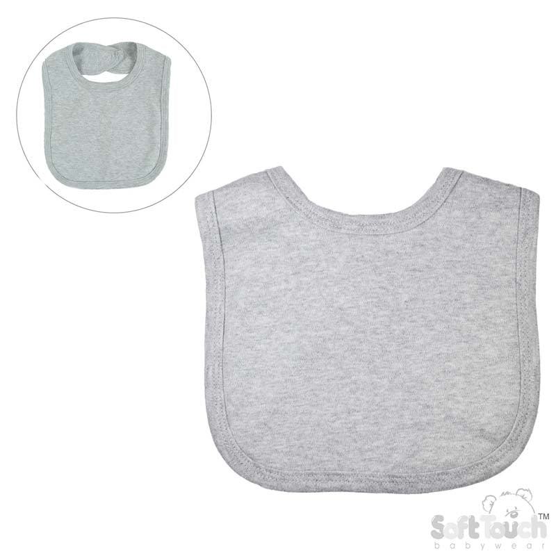 BABY GREY VELCRO BIB - (PK12) P4627-G