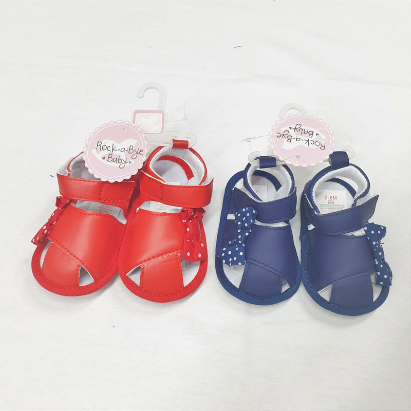 Baby Girls Sandals - Red/Navy (0-12 Months) Q17517