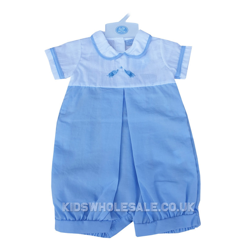 BABY BOYS ELEPHANTS ROMPER WITH EMBROIDERY (0-9 MONTHS) R17991 - Kidswholesale.co.uk