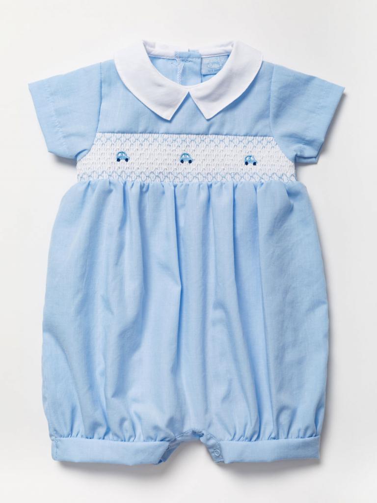 Boys Smocked Romper - Cars (0-9 Months) (PK6) A03176