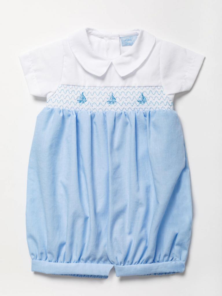 Boys Smocked Romper - Sailboat (0-9 Months) (PK6) A03185