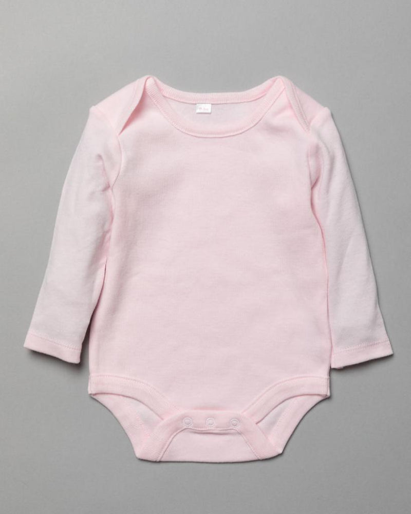 3 Pack Long Sleeve Bodysuits Plain Pink (0-12 Months)-T20804