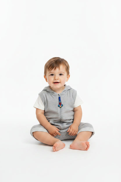 Baby Boys Hooded Romper - Rocket (6-24 Months) (PK6) D32755