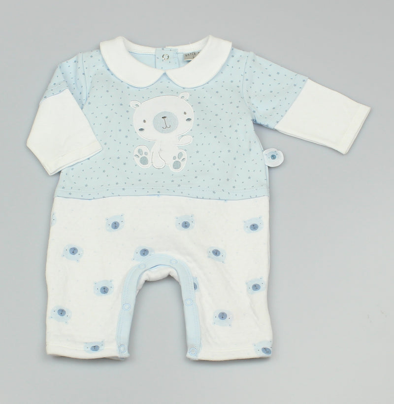 Boys Quilted 1 Piece Baby Bear Romper - GF1042
