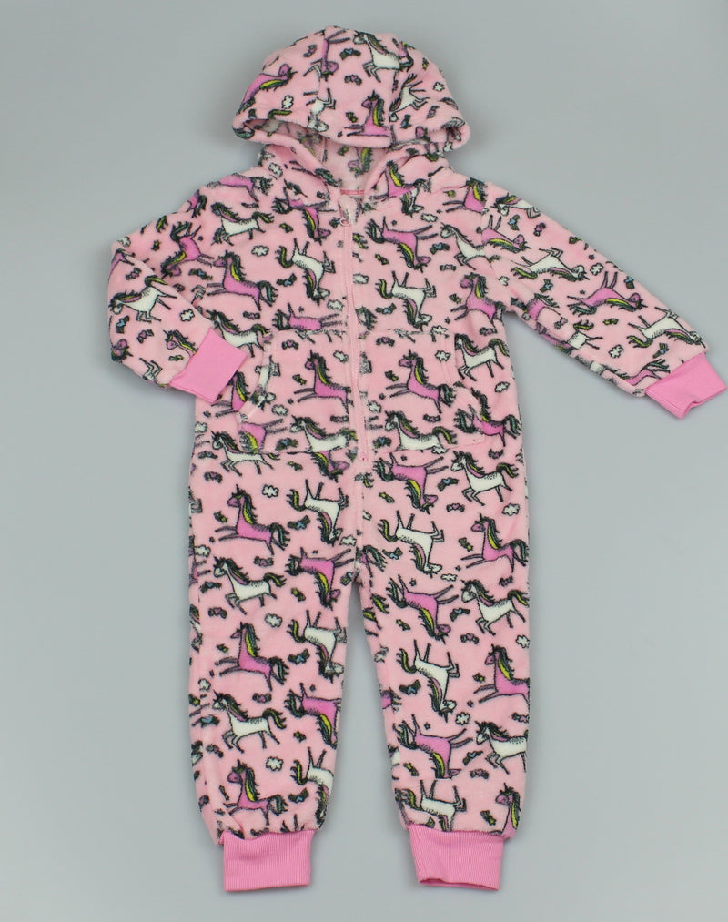 Girls Fleece All over printed Onesie - Unicorn (2-6yrs) M4454 - Kidswholesale.co.uk