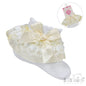 WHITE SOCK W/LEMON ORGANZA LACE & BOW (NB-18 Months) S115-WL