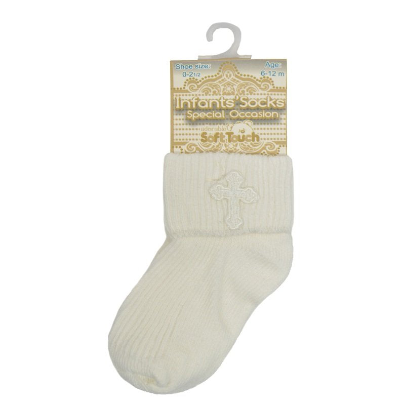 Baby Cross Embroidery Christening Socks (0-12 Months) S12-C