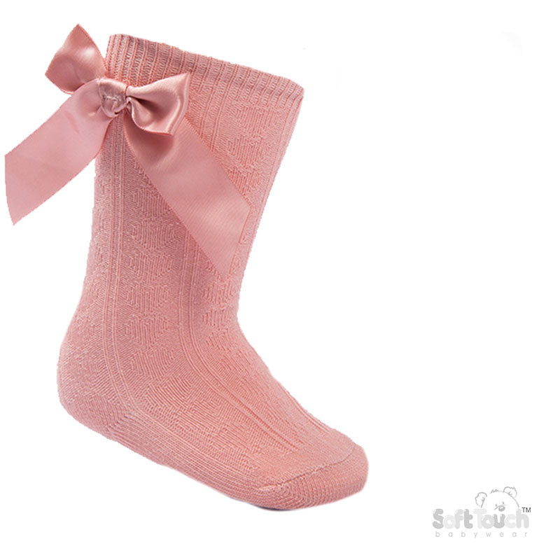 Rose Children's 'Adorable' Knee Length  Socks w/Satin Bow (2-9 Years) S151-RO