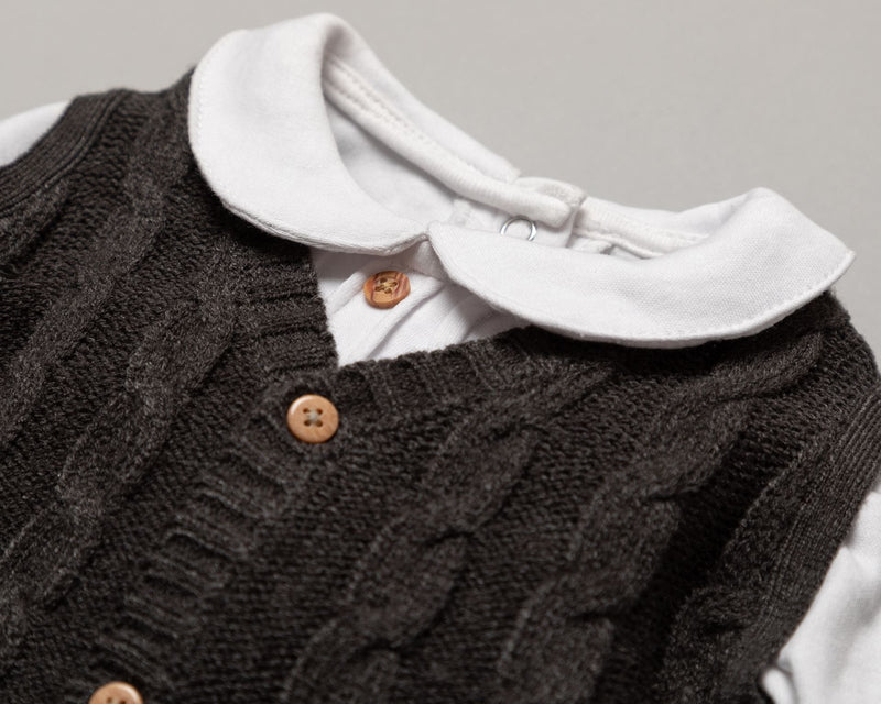 Boys 3pc Set - Bodysuit/Trouser/Vest (0-12m) S19543 - Kidswholesale.co.uk