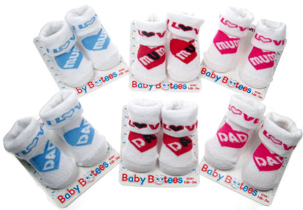 White/Colour MUM/DAD Infant socks 
