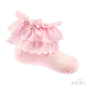 PINK ANKLE SOCKS WITH ZIG ZAG LACE & BOW (0-24 Months) S330-P